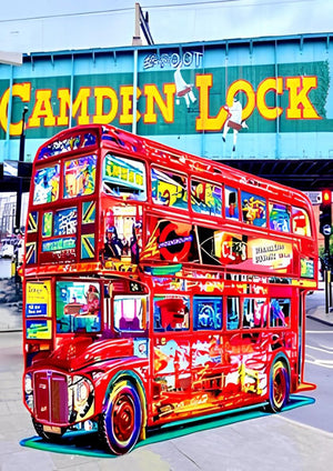 Camden Lock bus slogan artwork printed on MDF wall poster
