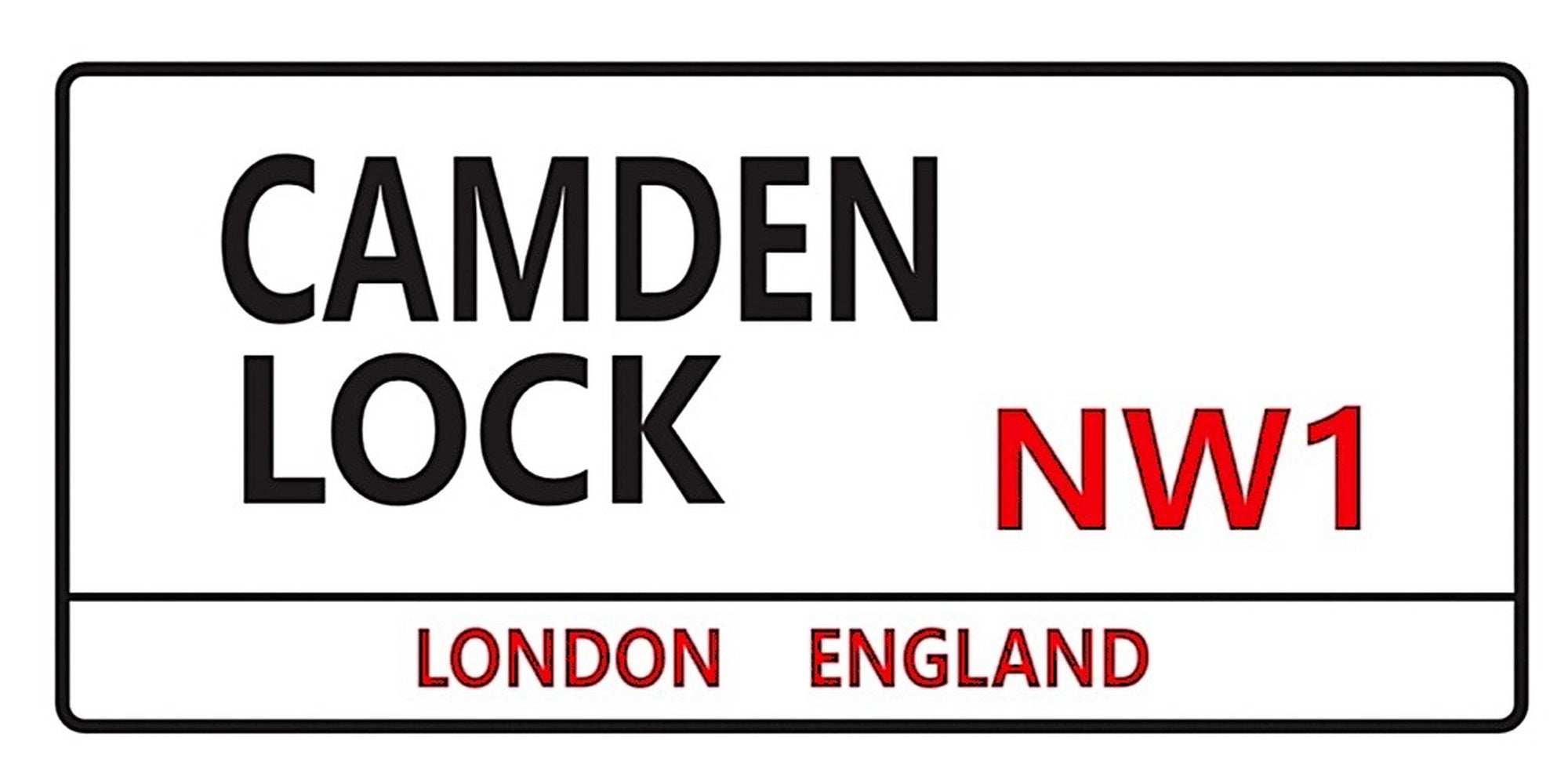 Camden Lock London street sign design displayed as wall decor