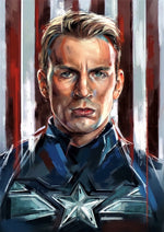 Captain America Portrait artwork printed on MDF wall poster