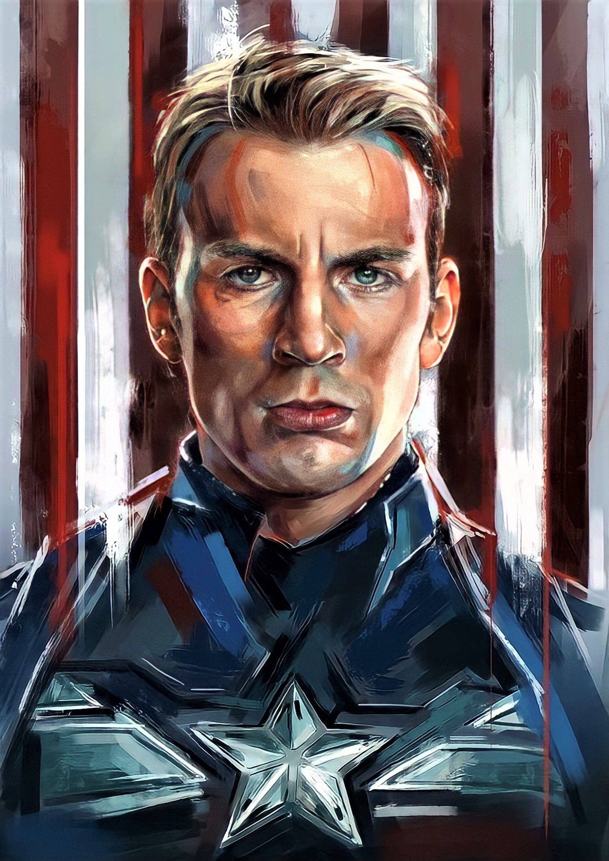 Captain America Portrait artwork printed on MDF wall poster