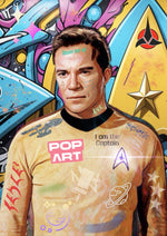 Captain Kirk artwork printed on MDF wall poster