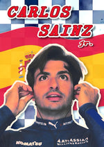 Carlos Sainz Jr Formula 1 artwork printed on MDF wall poster
