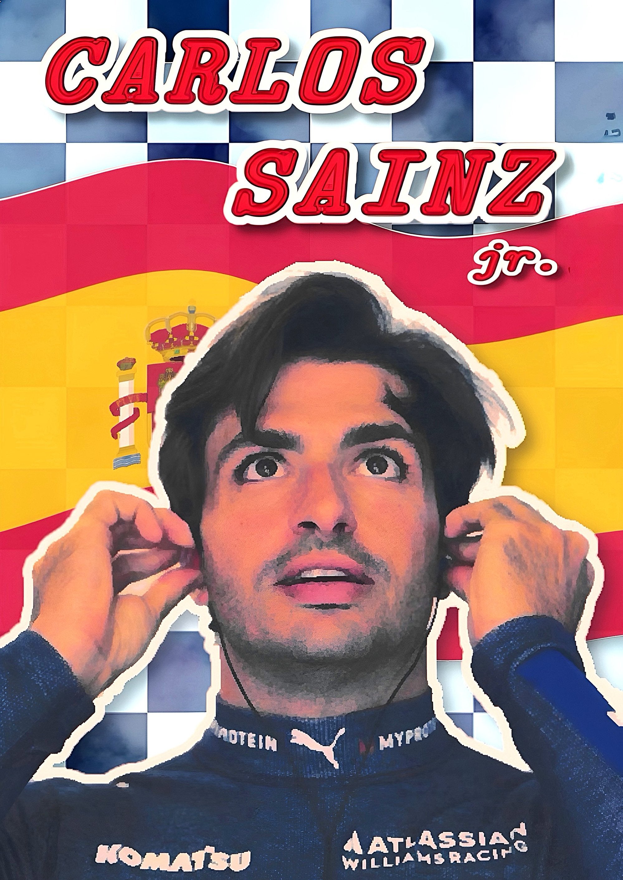 Carlos Sainz Jr Formula 1 artwork printed on MDF wall poster
