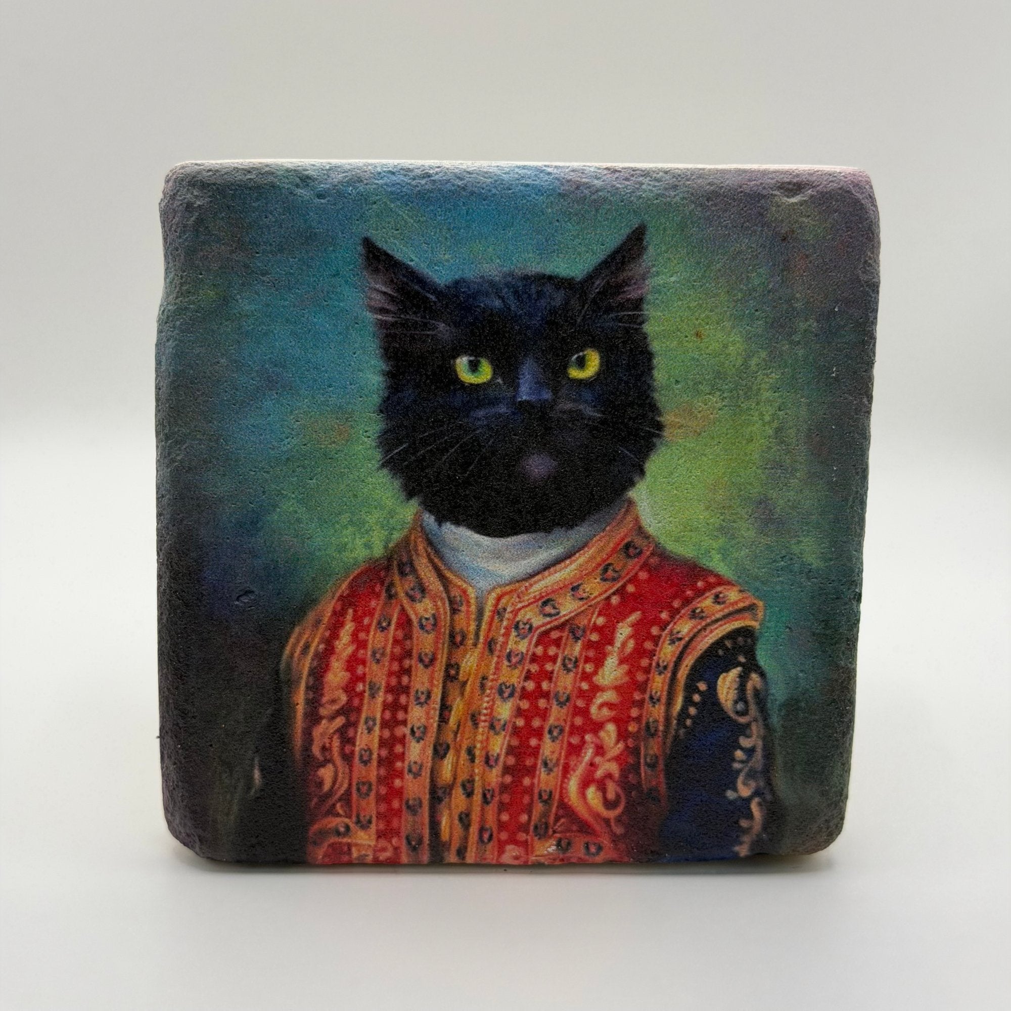 Cat Black Stone Coaster