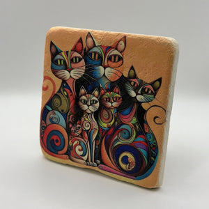 Cat Family Stone Coaster
