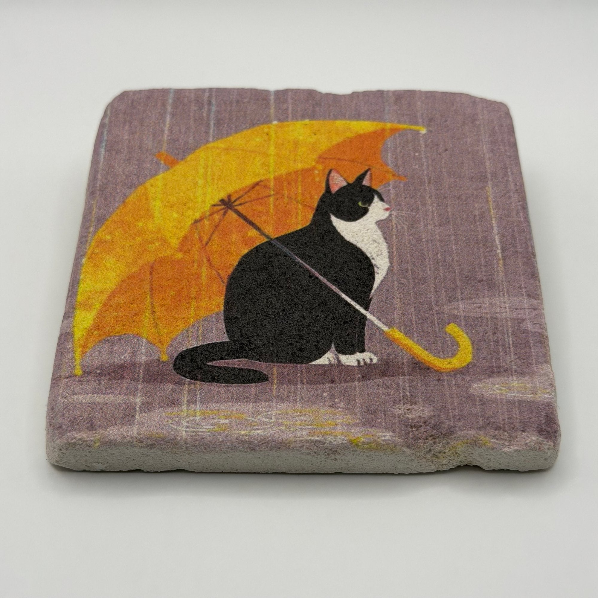 Cat Umbrella Stone Coaster