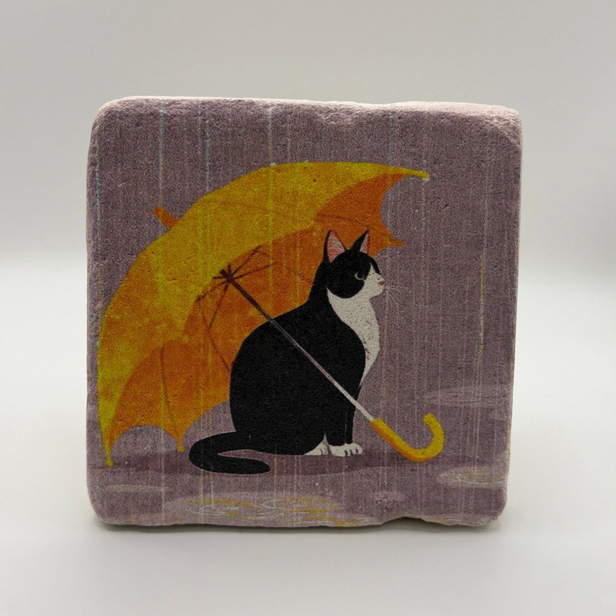 Cat Umbrella Stone Coaster