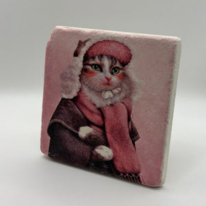 Whisker Wonder Cat Stone Coaster