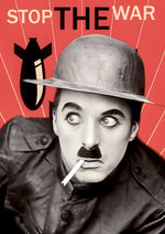 Classic Charlie Chaplin 'Stop The War' artwork printed on MDF wall poster