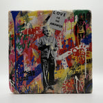 Charlie Chaplin Graffiti Natural Travertine Stone Hotpad 1