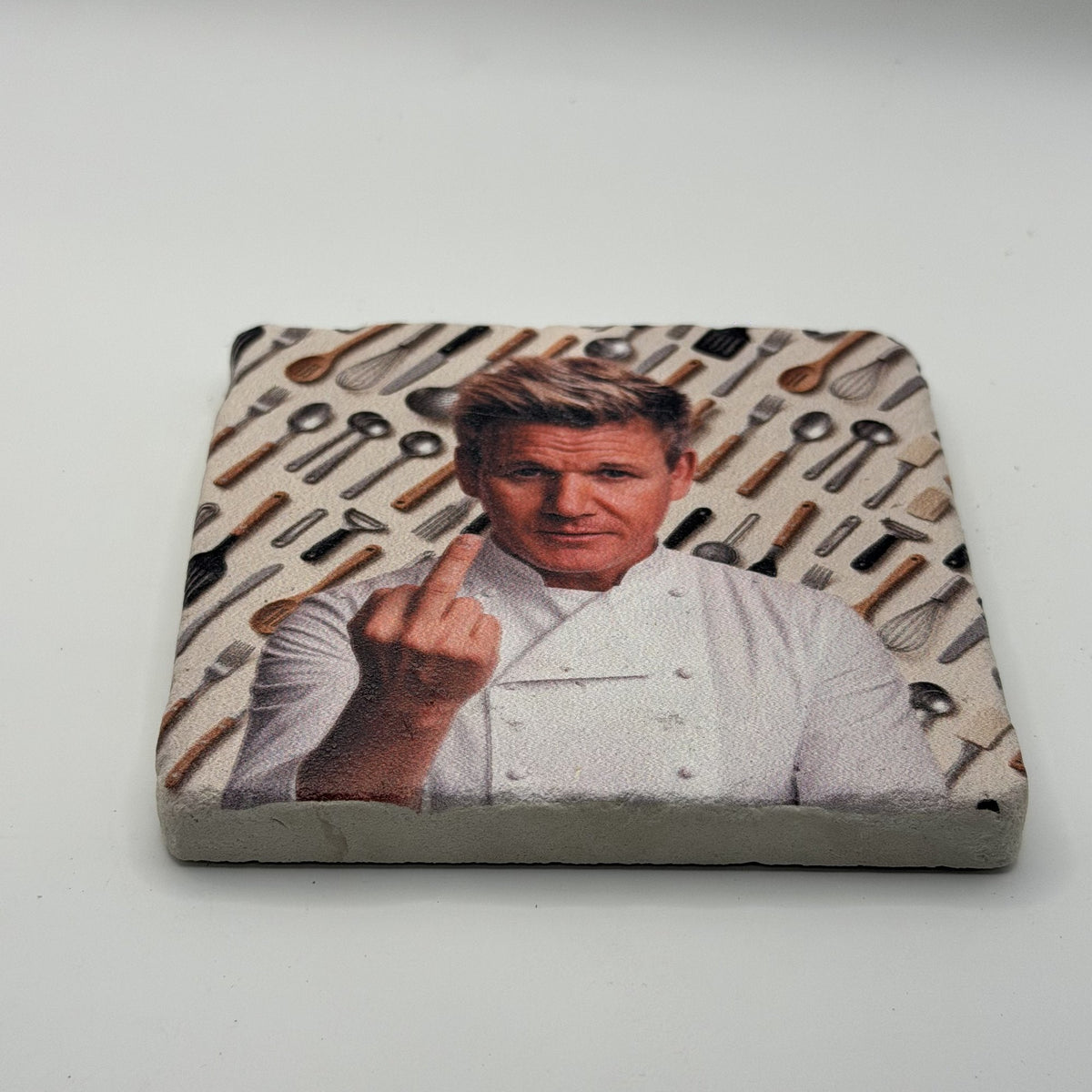 Chef Gordon Ramsay Natural Travertine Stone Coaster artwork