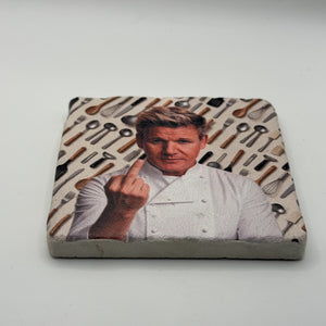 Chef Gordon Ramsay Natural Travertine Stone Coaster artwork