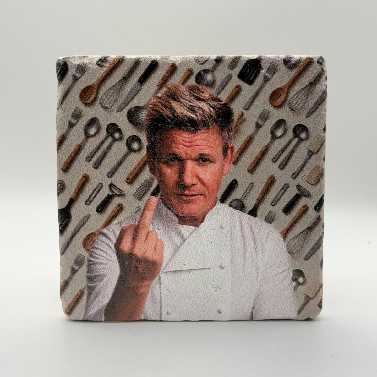 Chef Gordon Ramsay Natural Travertine Stone Coaster artwork