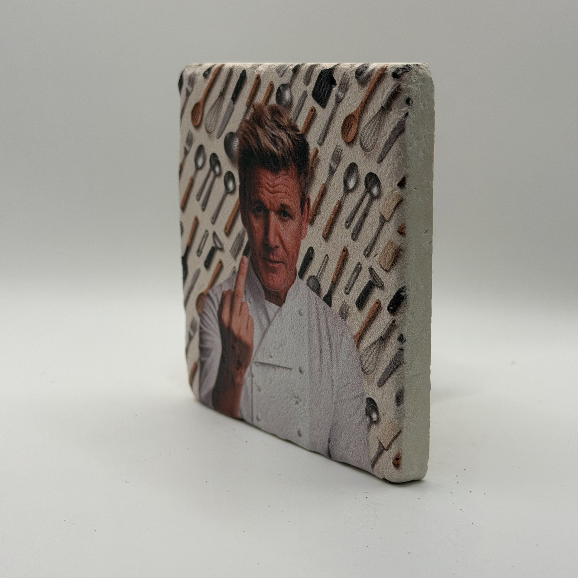 Chef Gordon Ramsay Natural Travertine Stone Coaster artwork