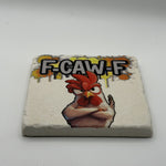 Chicken Natural Travertine Stone Coaster artwork