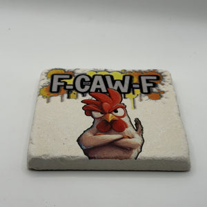 Chicken Natural Travertine Stone Coaster artwork