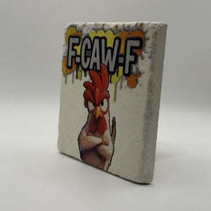 Chicken Natural Travertine Stone Coaster artwork