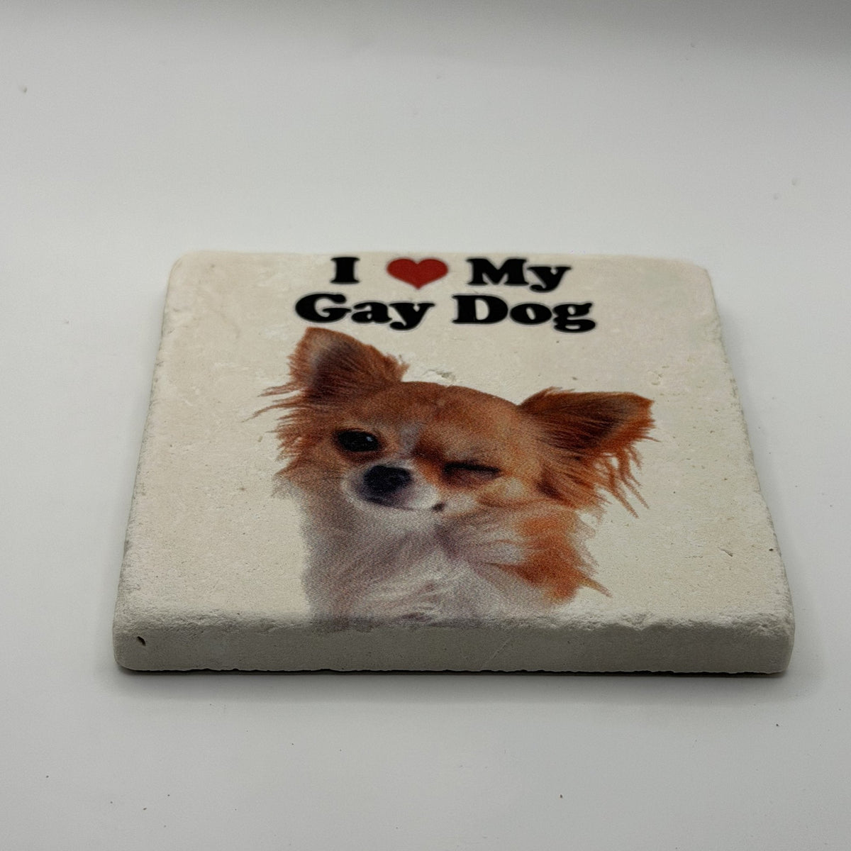 Chihuahua Natural Travertine Stone Coaster artwork