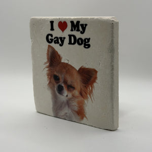 Chihuahua Natural Travertine Stone Coaster artwork