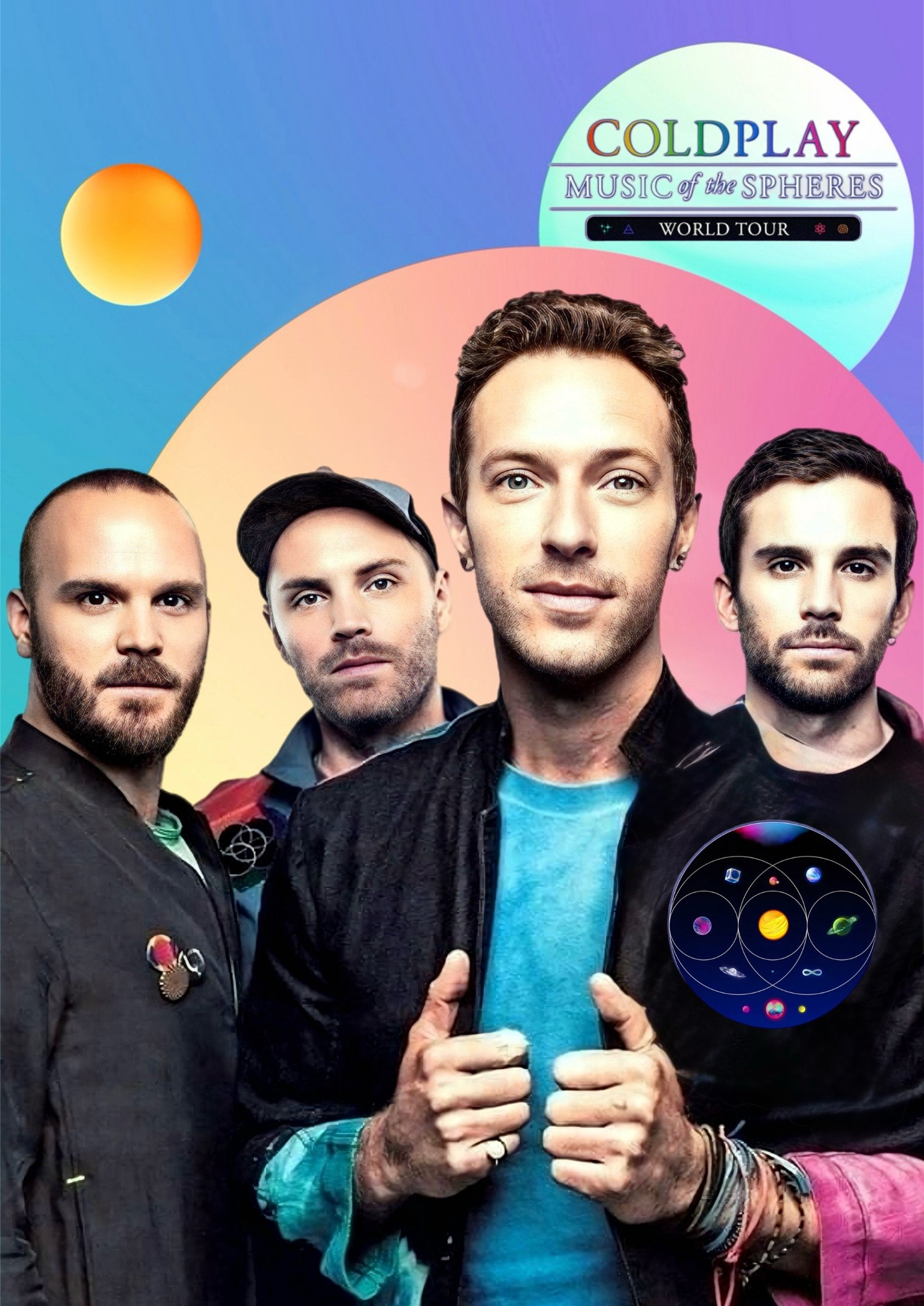 Coldplay Music of the Spheres artwork printed on MDF wall poster