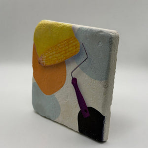 Retro Corn Illustration Stone Coaster