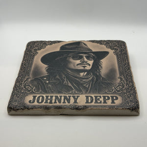 Cowboy Johnny Depp Natural Travertine Stone Hotpad 2