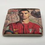 Cristiano Ronaldo artwork printed on square travertine stone coaster