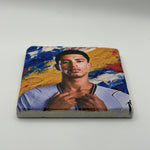 Cristiano Ronaldo Portugal Natural Travertine Stone Coaster artwork