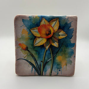 Vintage Daffodil Stone Coaster