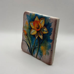 Vintage Daffodil Stone Coaster