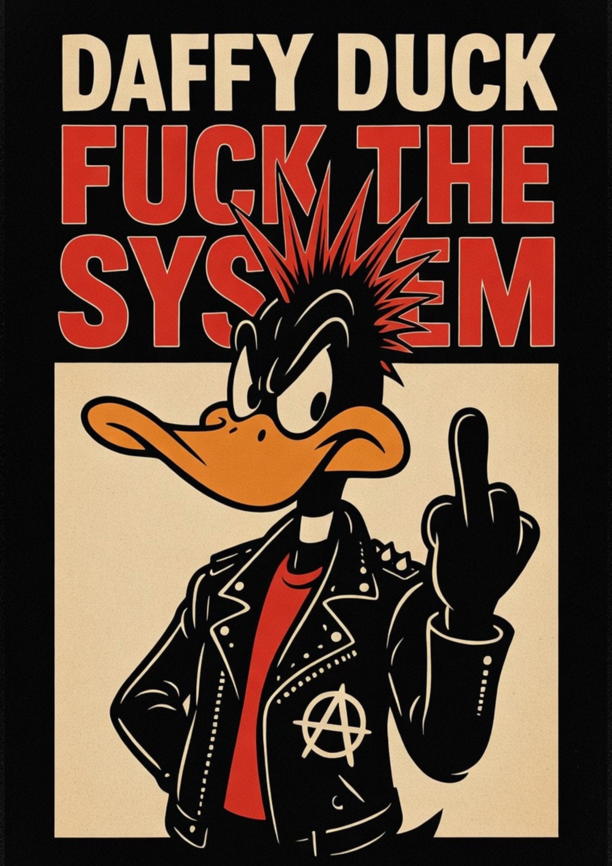 Daffy Duck cartoon artwork printed on MDF wall poster