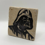 Darth Vader character artwork printed on square travertine stone coaster