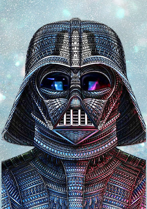 Darth Vader helmet artwork printed on MDF wall poster from Star Wars movie