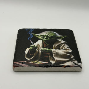 Darth Vader Natural Travertine Stone Coaster artwork