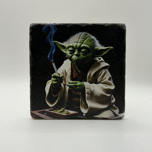 Darth Vader Natural Travertine Stone Coaster artwork