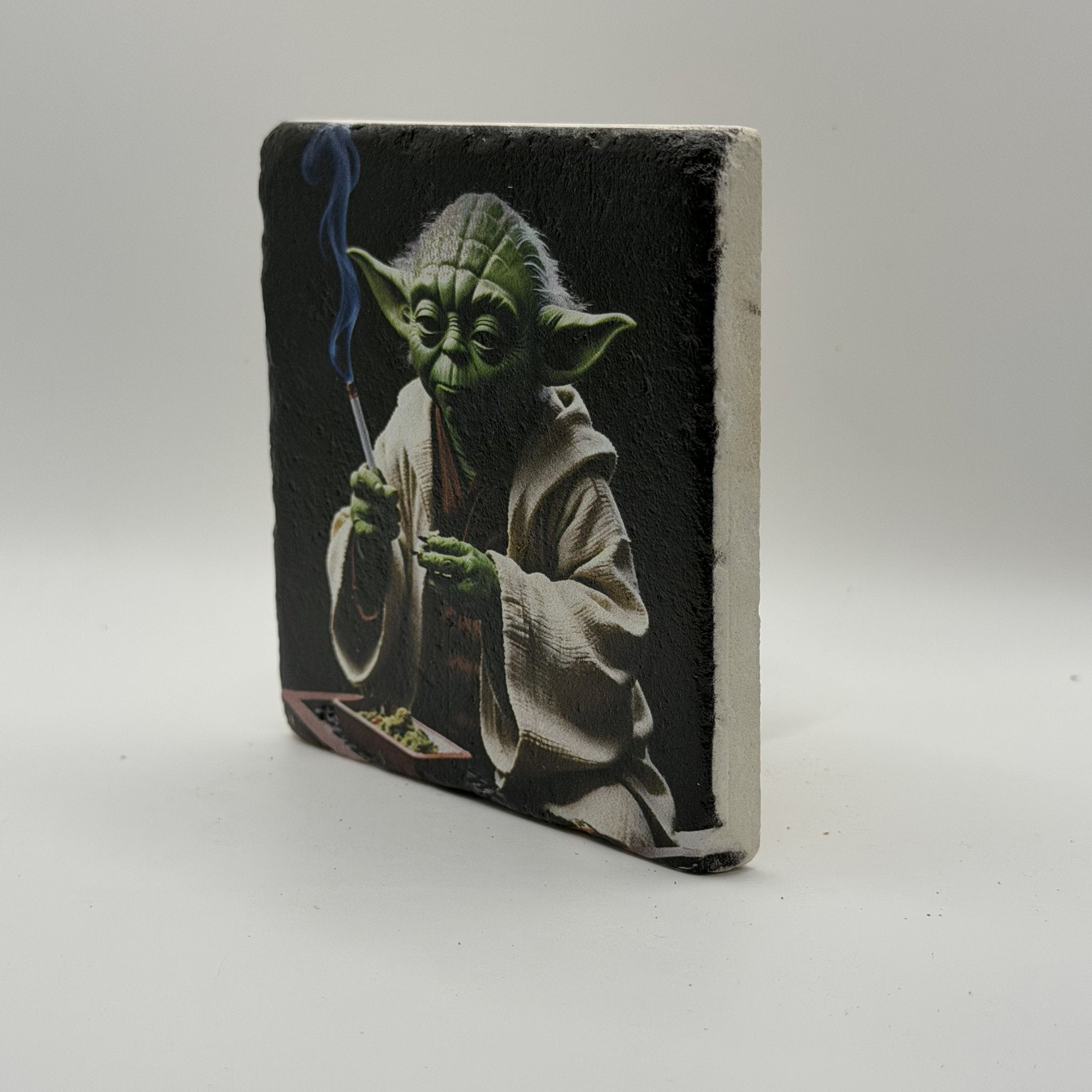 Darth Vader Natural Travertine Stone Coaster artwork