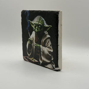 Darth Vader Natural Travertine Stone Coaster artwork