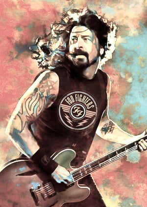 Dave Grohl guitar artwork printed on MDF wall poster
