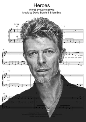 David Bowie Heroes artwork printed on MDF wall poster
