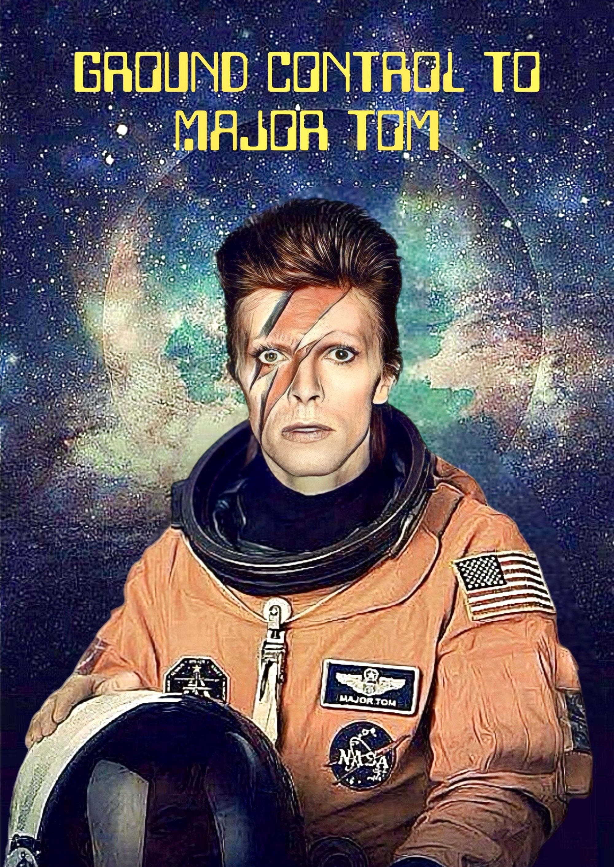 David Bowie Major Tom artwork printed on MDF wall poster