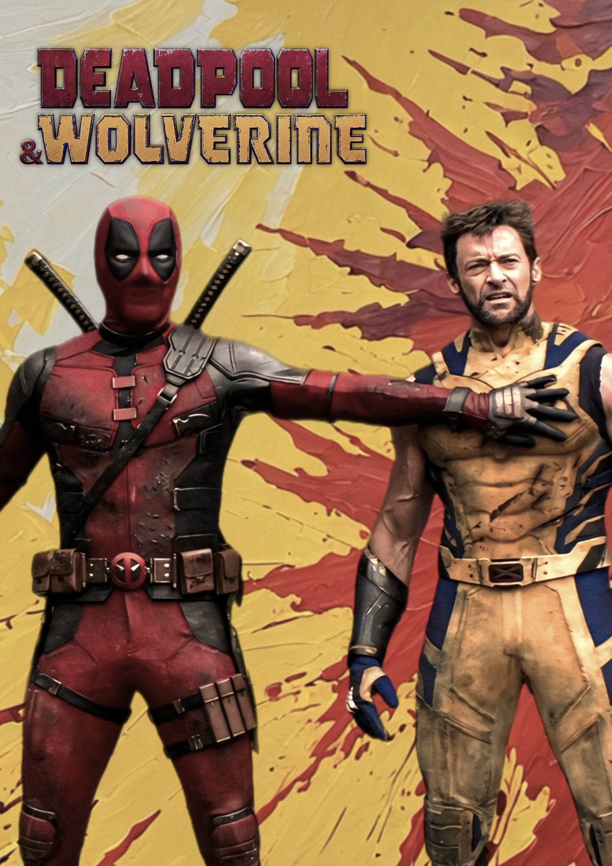 Deadpool and Wolverine artwork printed on MDF wall poster