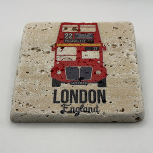 London Double Deck Bus Stone Coaster