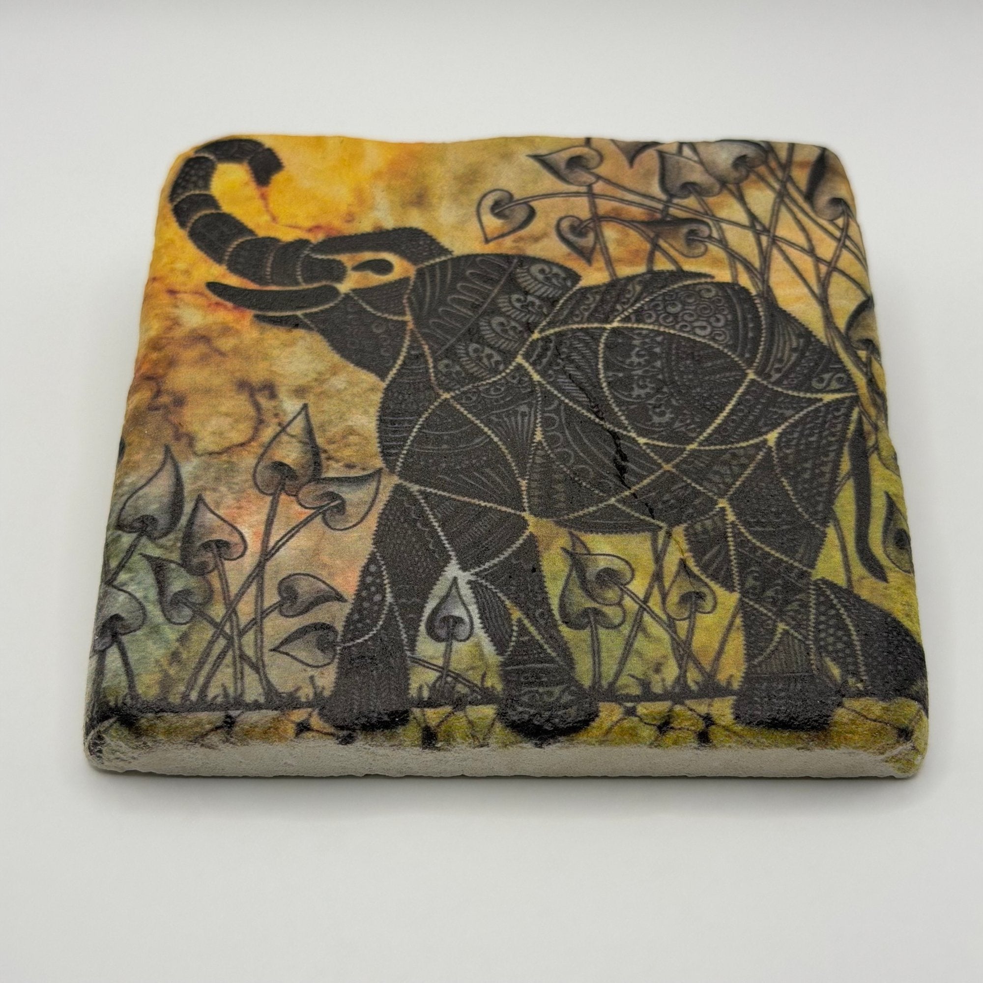 Elephant Flower Stone Coaster
