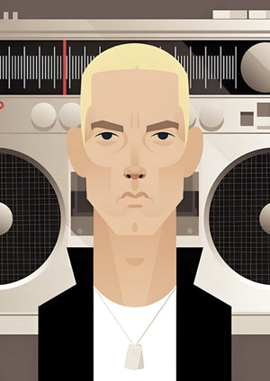 Eminem cartoon artwork printed on MDF wall poster