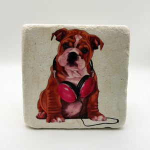 English Bulldog Portrait Stone Coaster