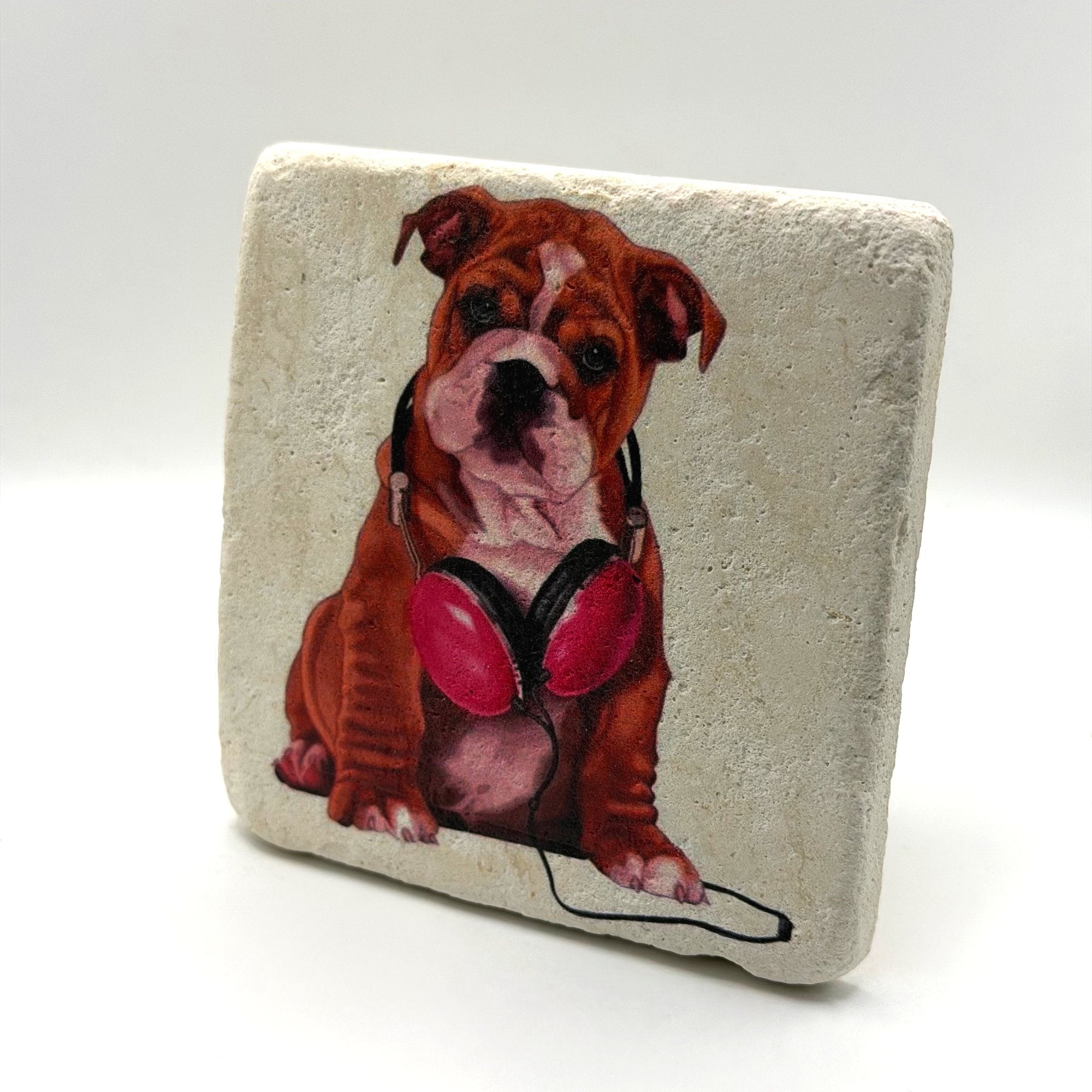 English Bulldog Portrait Stone Coaster