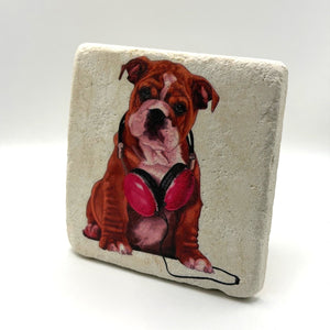 English Bulldog Portrait Stone Coaster