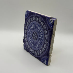 Ethnics pattern number 01 printed on a natural travertine stone coaster