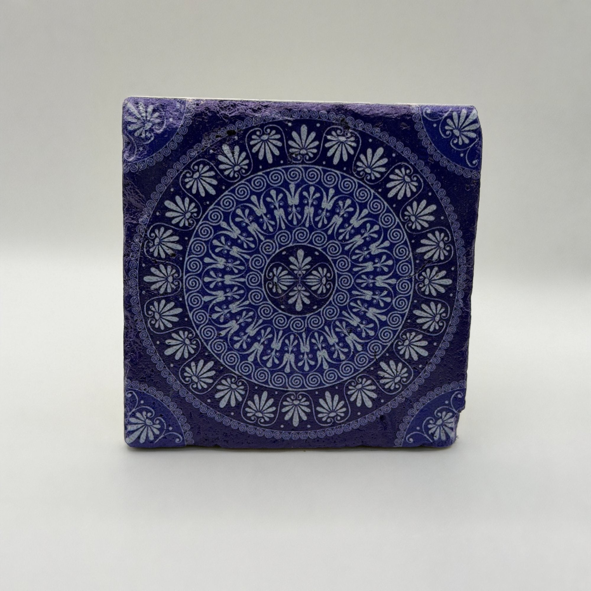 Ethnics pattern number 01 printed on a natural travertine stone coaster