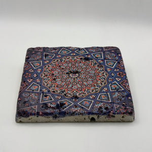 Ethnics pattern number 02 printed on a natural travertine stone coaster